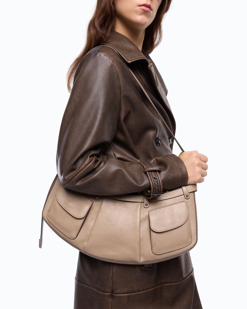 Pinko White Pocket Body Bag Medium Shoulder Bag