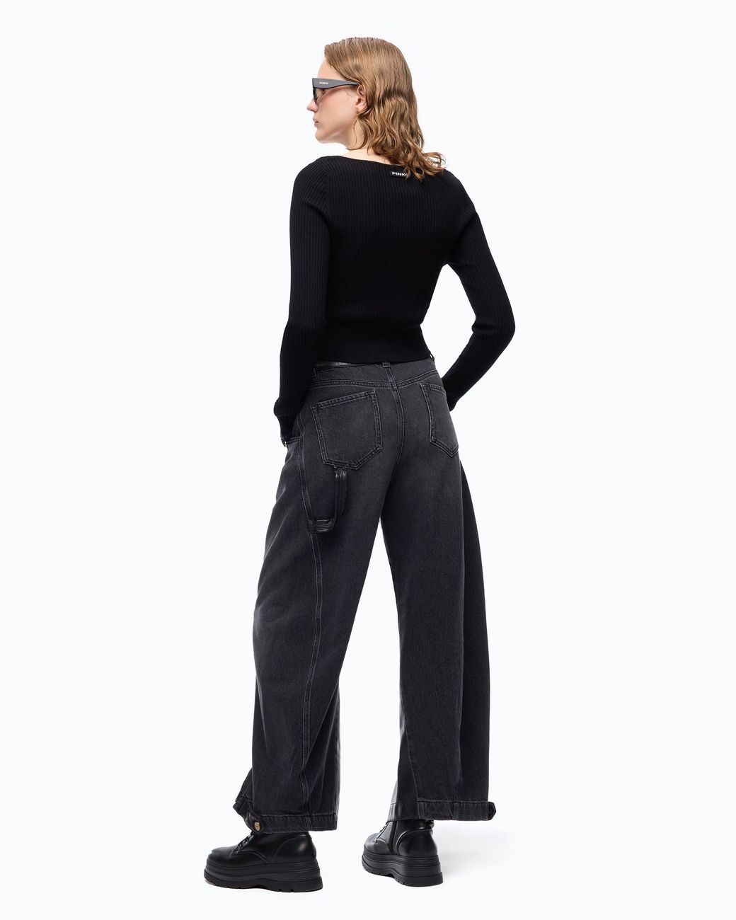 Pinko Blue Balloon-Fit Jeans With Coated Canvas Inserts
