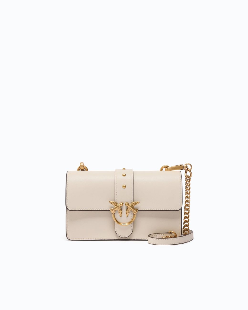 Pinko White Small Love Bag One Leather Shoulder Bag With New Buckle