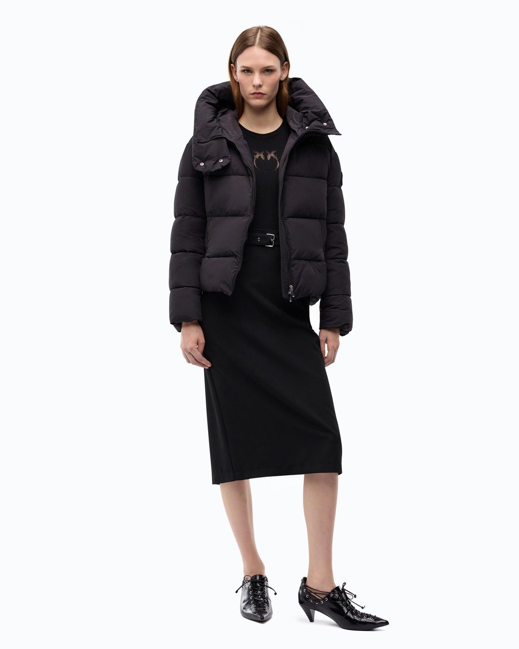 Pinko Blue Technical Canvas Jacket With Hood