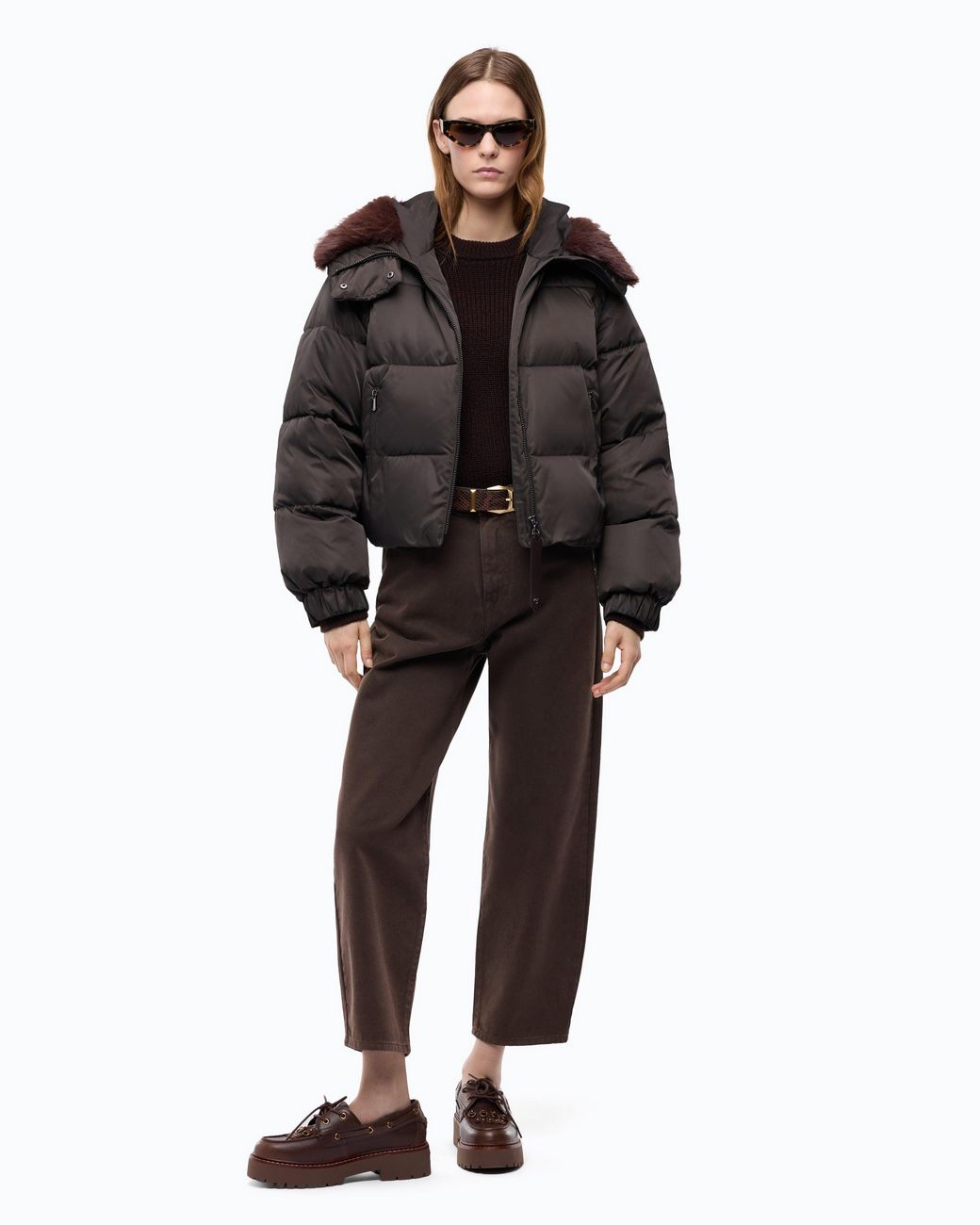 Pinko Black Short Down Jacket With Detachable Sleeves