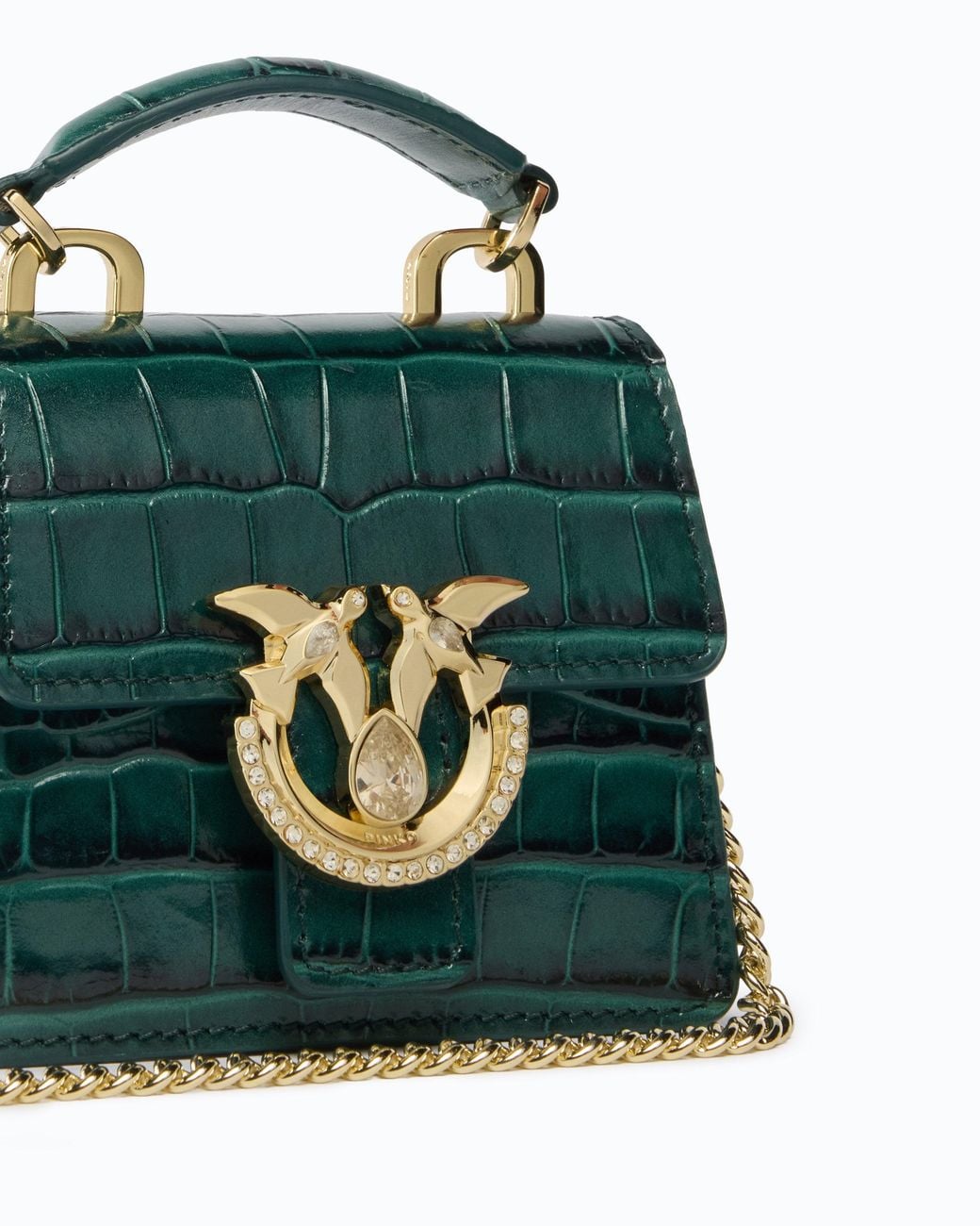 Pinko Green Galleria Micro Love Bag Top Handle Handbag