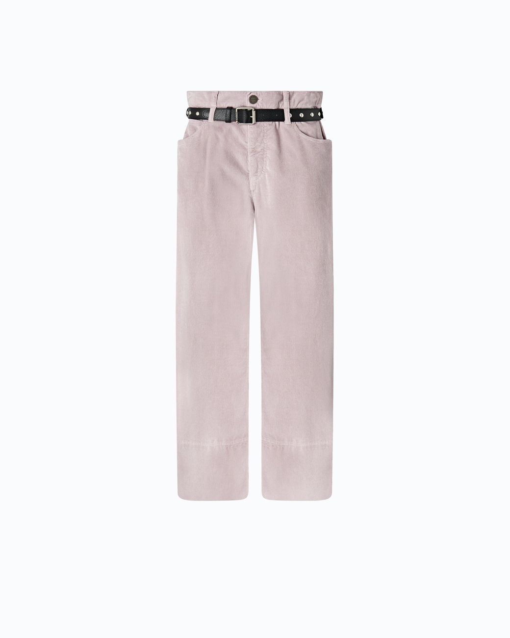 Pinko Pink Cropped Velvet Trousers With Leather Belt