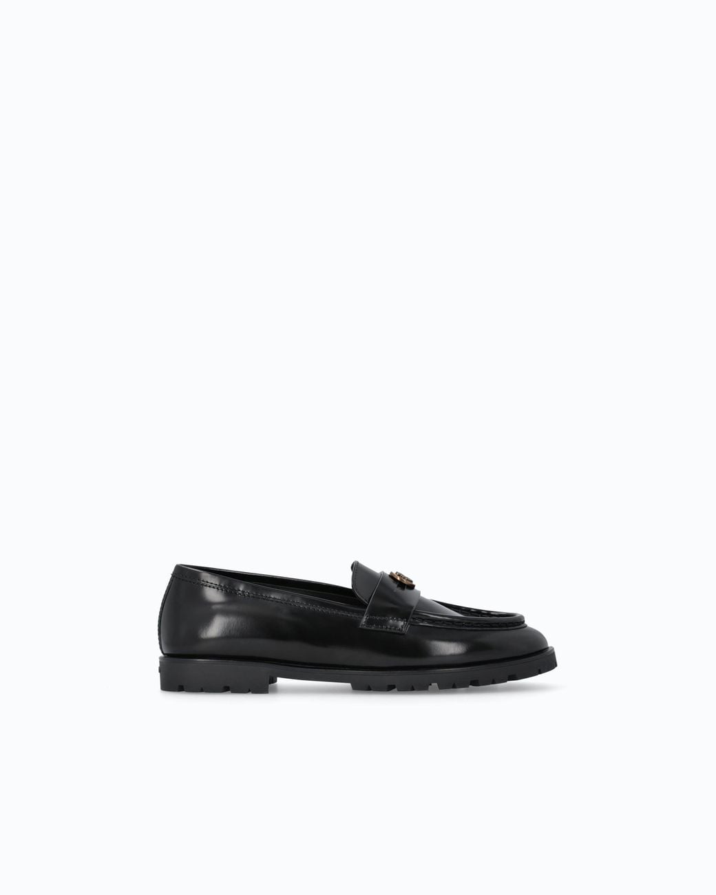Pinko White Leather Loafers With Logo And Lug Sole