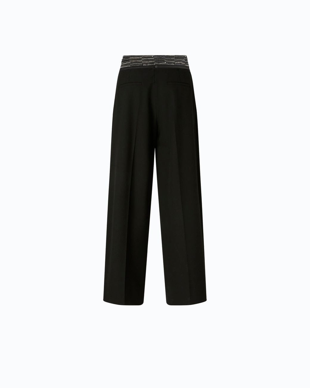 Pinko Black Palazzo Trousers With Jewel Waist