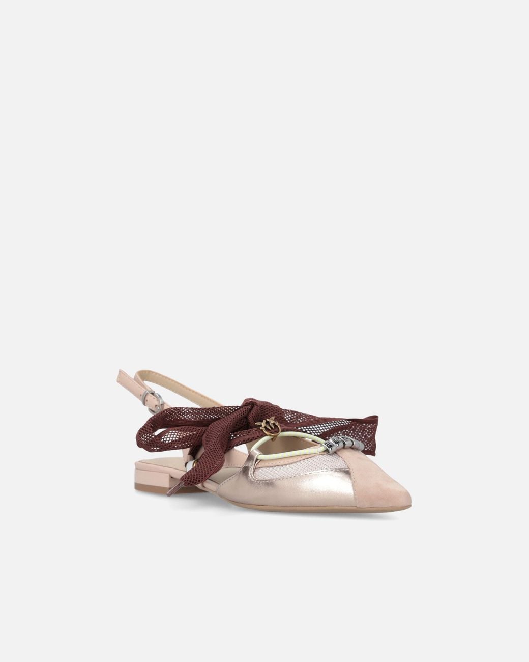 Pinko White Slingback Ballerinas With Ties