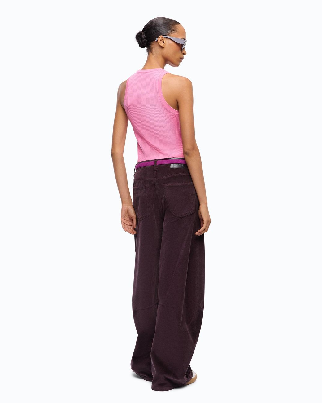 Pinko Pink Ribbed Top With Sheer Love Birds Logo