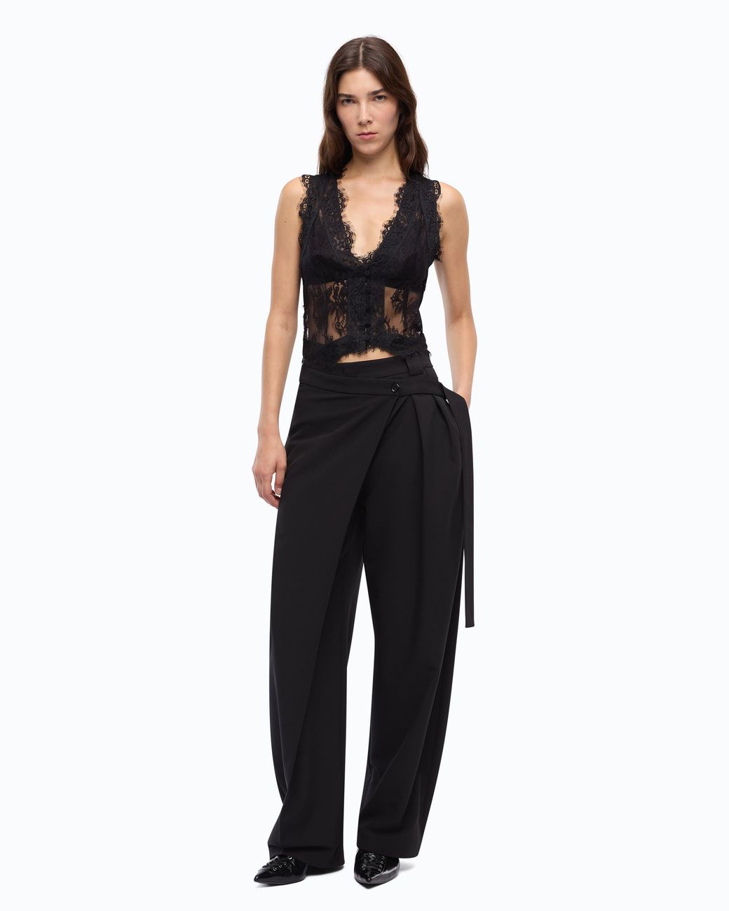 Pinko Floral Valenciennes Lace Vest in Black | Lyst
