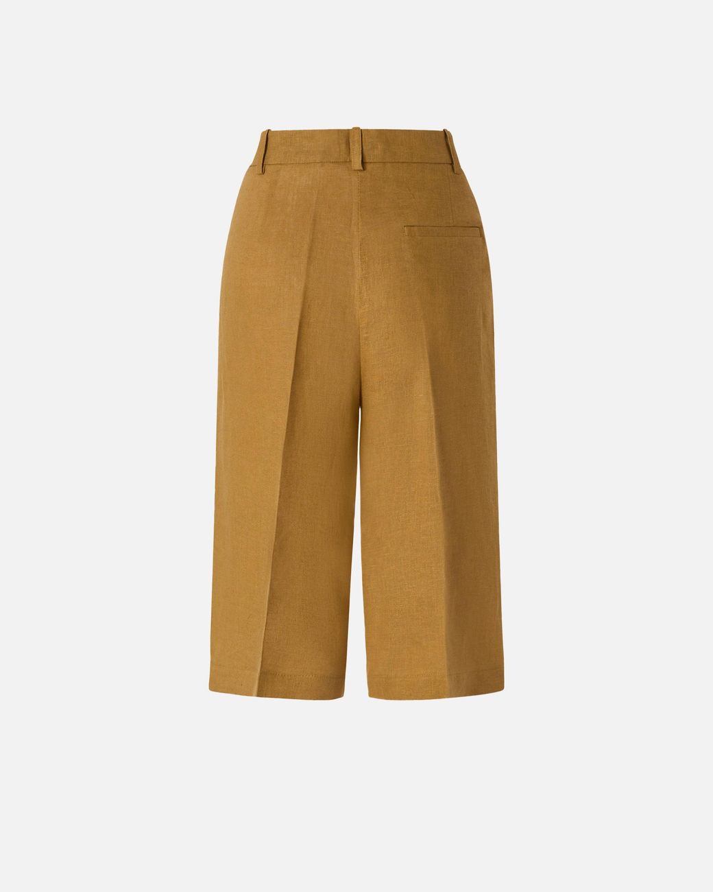 Pinko Natural Linen Bermuda Shorts With Pressed Pleat Detail