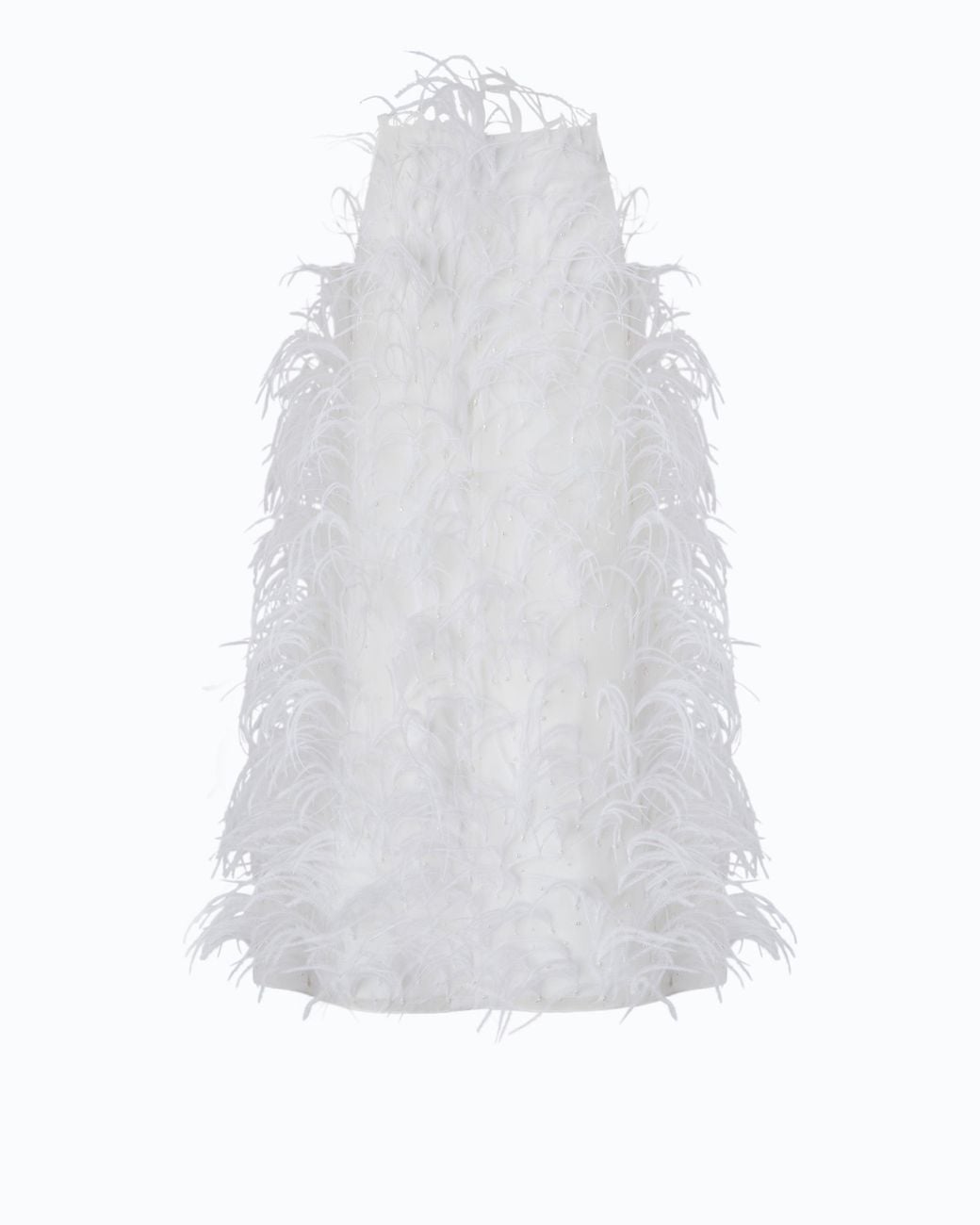 Pinko White Short Dress With Feathers