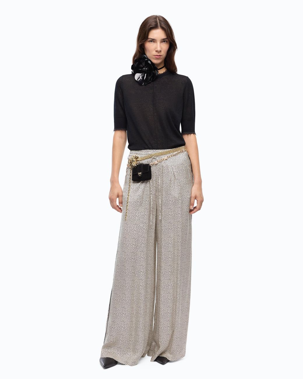 Pinko Black Short-Sleeved T-Shirt With Frayed Edges