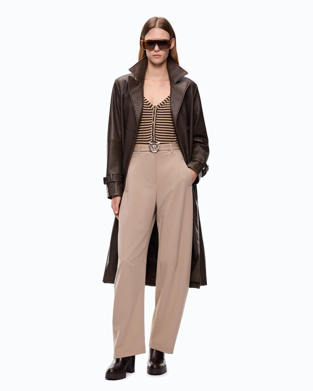 Pinko White Trousers With Belt