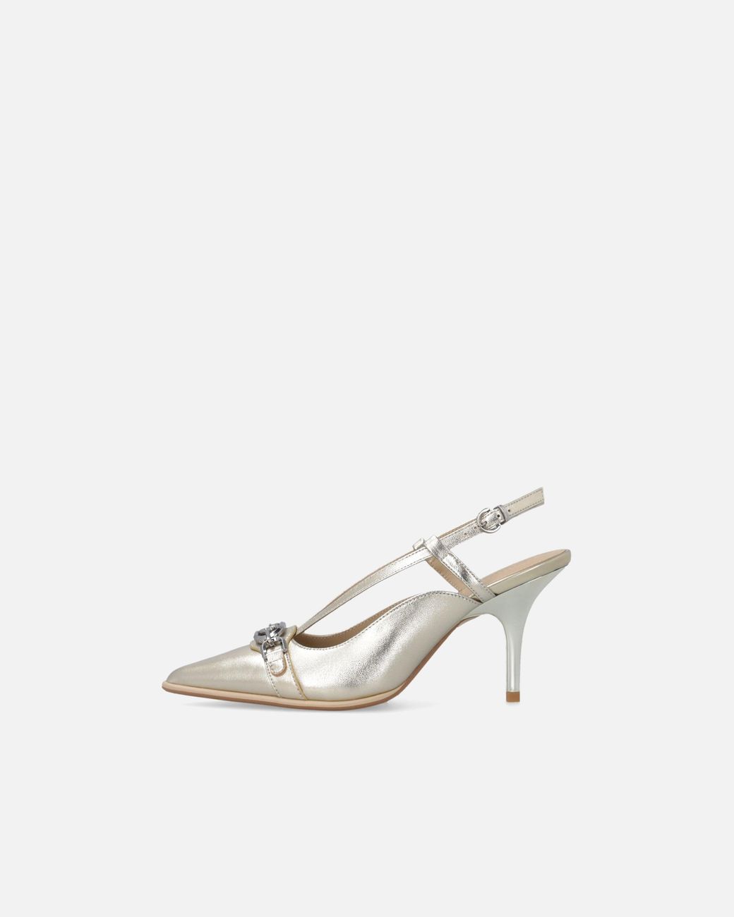 Pinko White Laminated Nappa Slingbacks