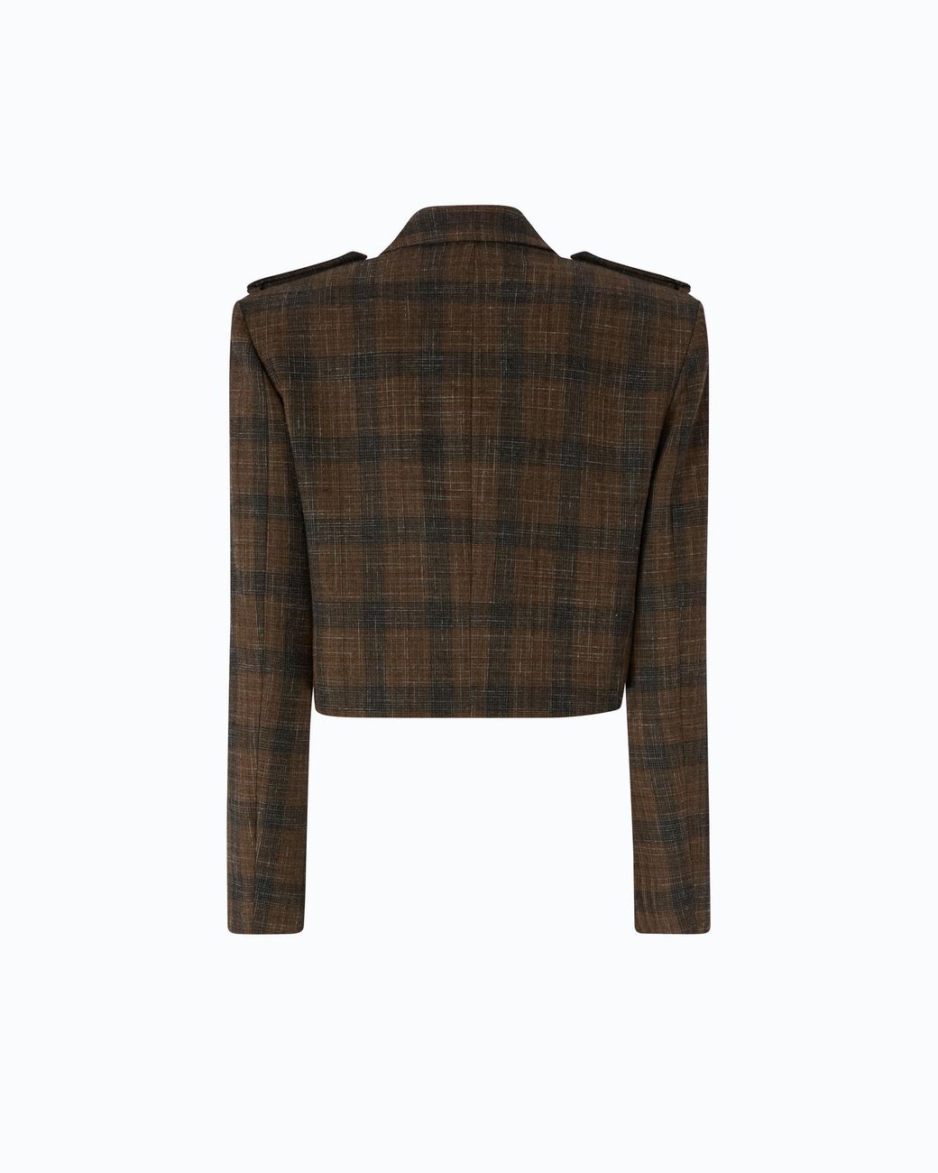 Pinko Black Cropped Jacket With Micro Houndstooth Motif
