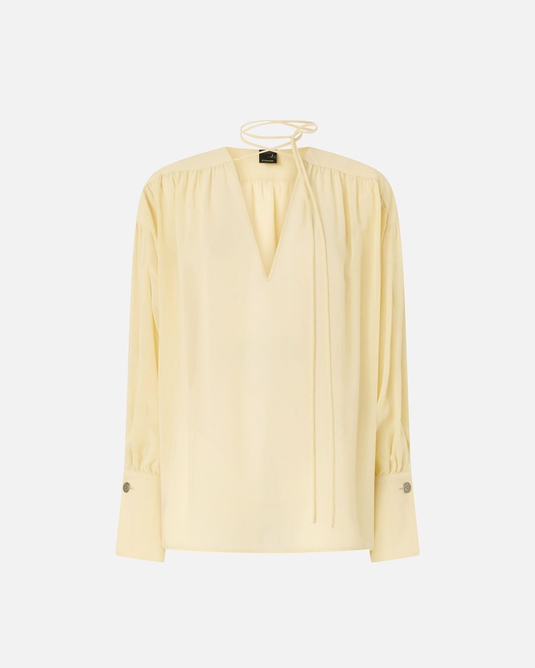 Pinko Natural V-Neck Blouse With Gathering