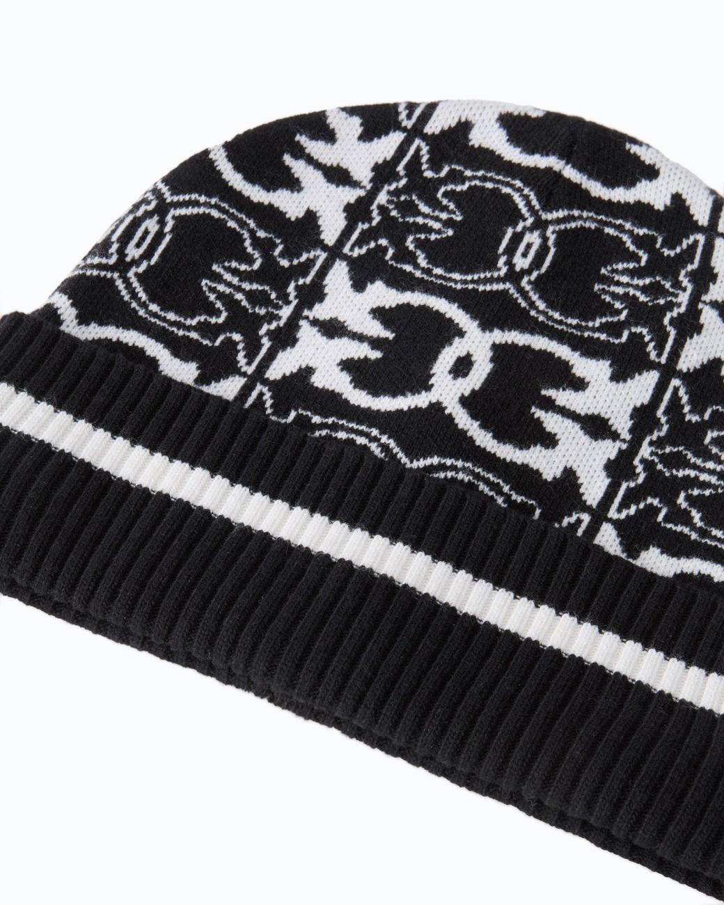 Pinko Black Beanie With Jacquard Logo Detail