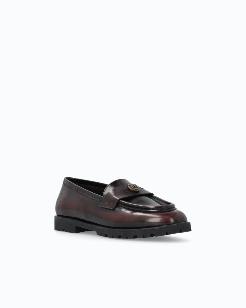 Pinko White Leather Loafers With Logo And Lug Sole