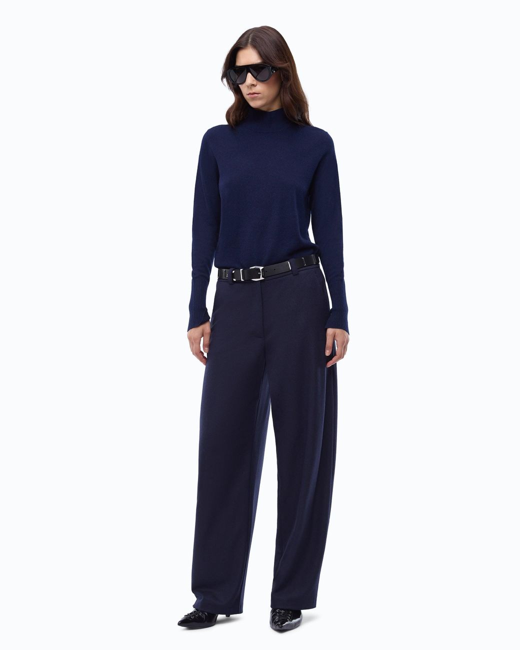 Pinko Blue Wool And Cashmere Turtleneck Sweater