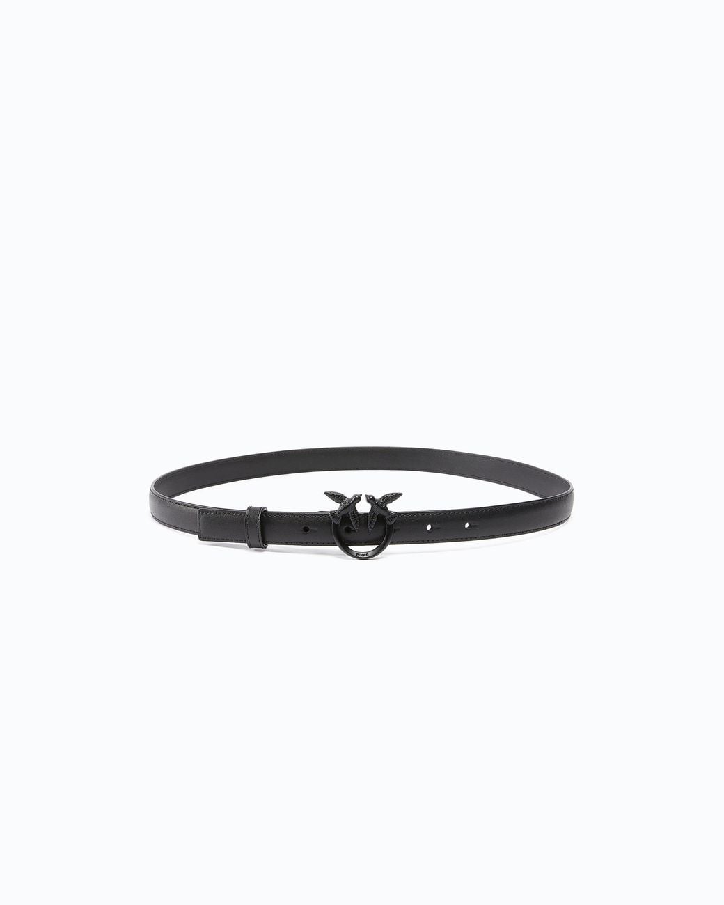 Pinko White 2 Cm Leather Belt With Matte Love Birds Buckle
