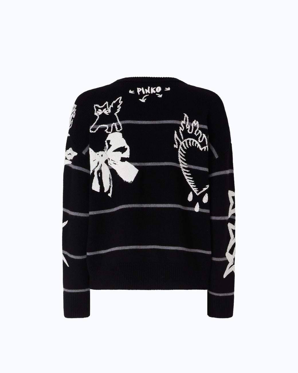 Pinko Black Quiet Is The New Punk Merino Wool Sweater