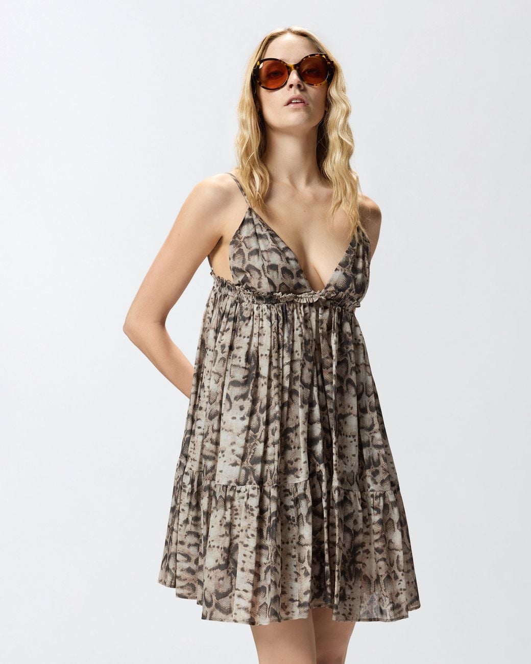 Pinko Natural Mini Dress With Snake Print