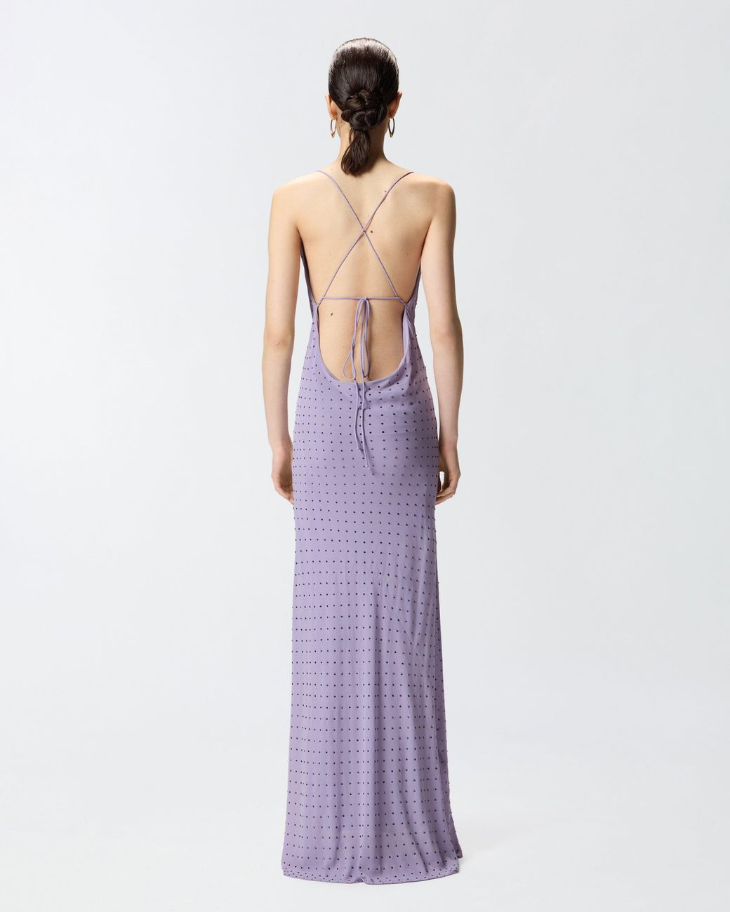 Pinko Purple Long Slip Dress With Rhinestones