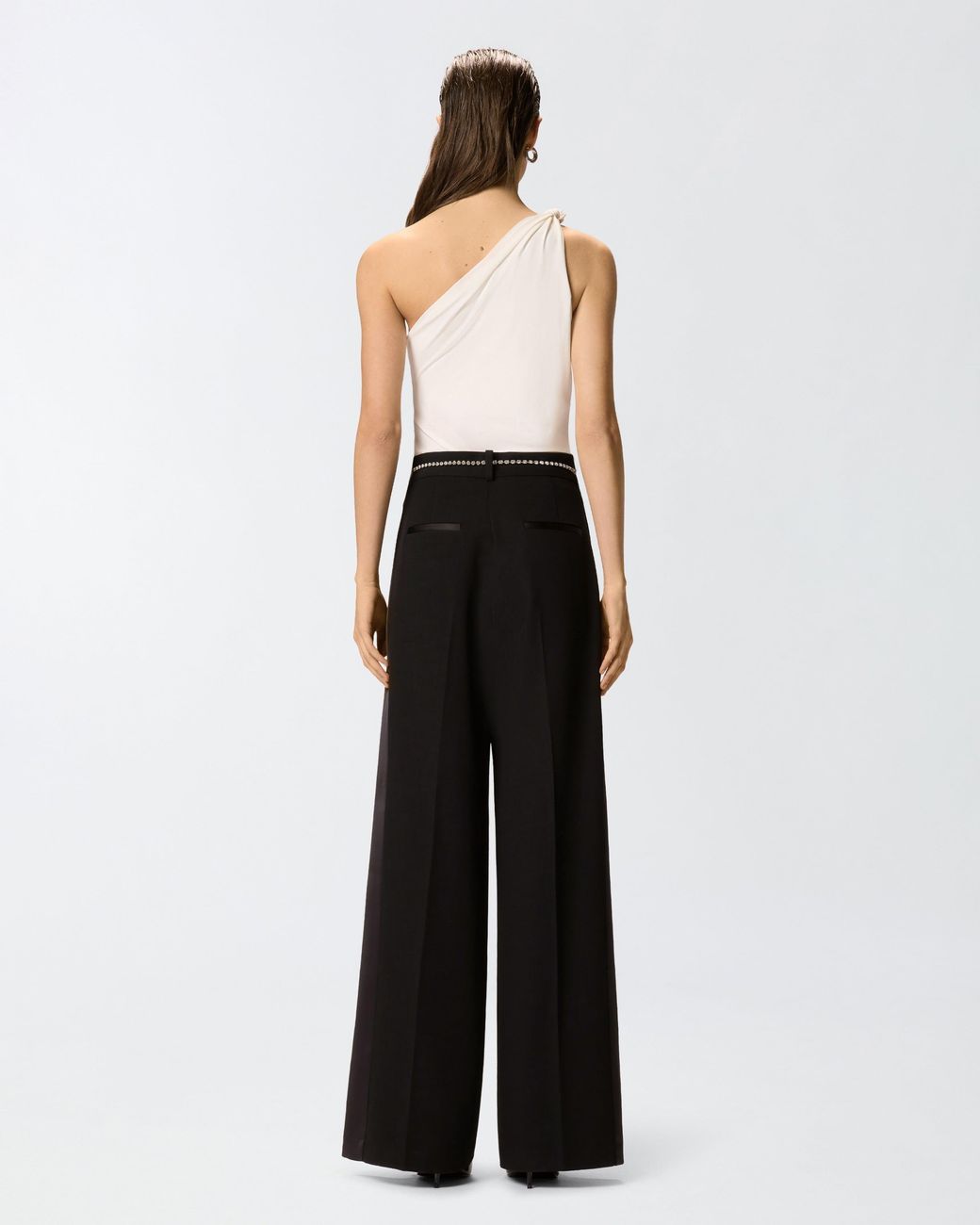 Pinko Natural One-Shoulder Top With Knot Detail