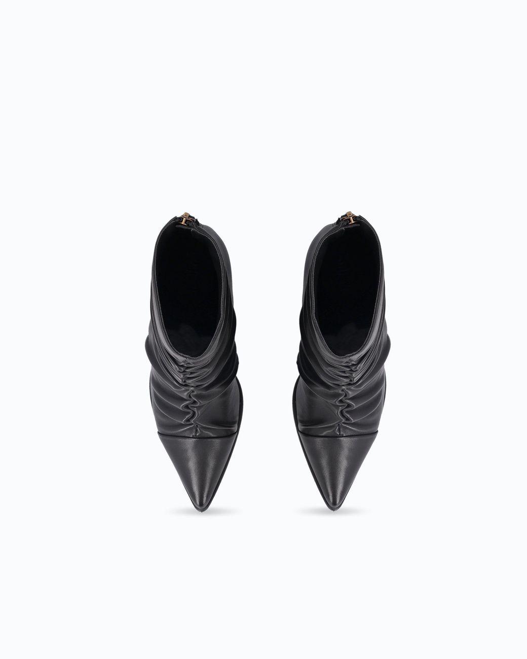 Pinko White Nappa Leather Ankle Boots With Gathered Leg Shaft