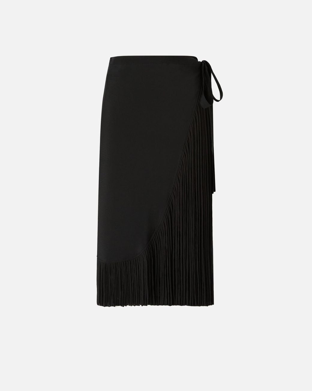 Pinko Black Calf-Length Wrap Skirt With Fringing
