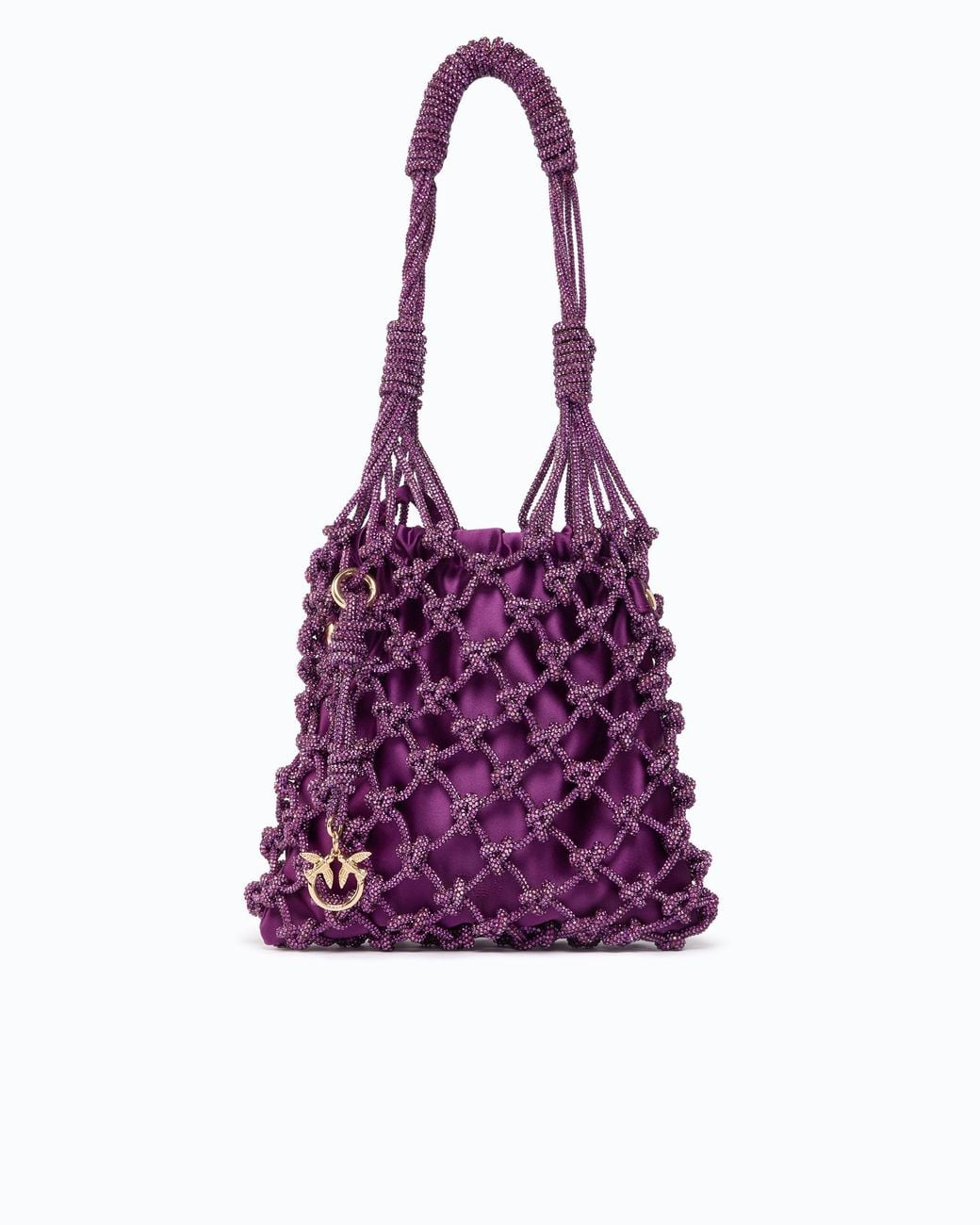 Pinko Purple Small Shoulder Bag With Micro Rhinestones