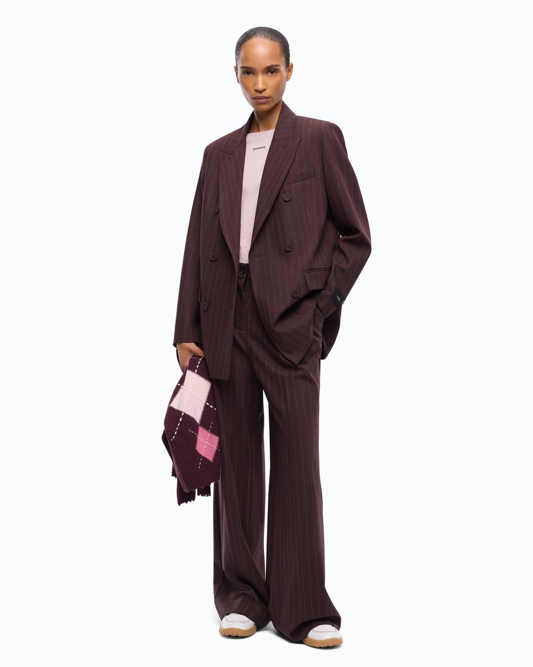 Pinko Purple Double-Breasted Check Jacket