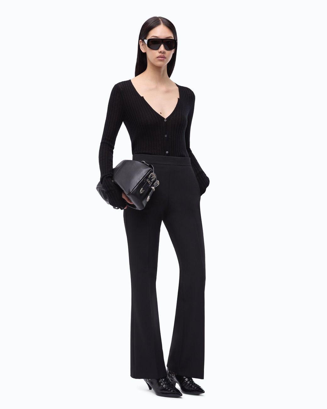 Pinko Black Ribbed Cardigan With Buttons