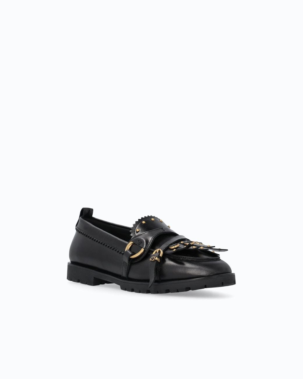 Pinko White Leather Moccasins With Straps And Fringing