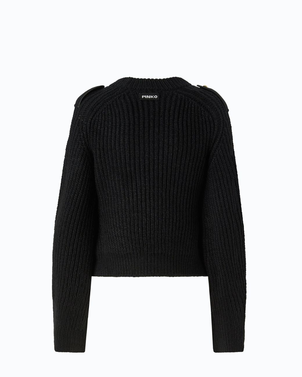 Pinko Black Ribbed Sweater With Small Pocket