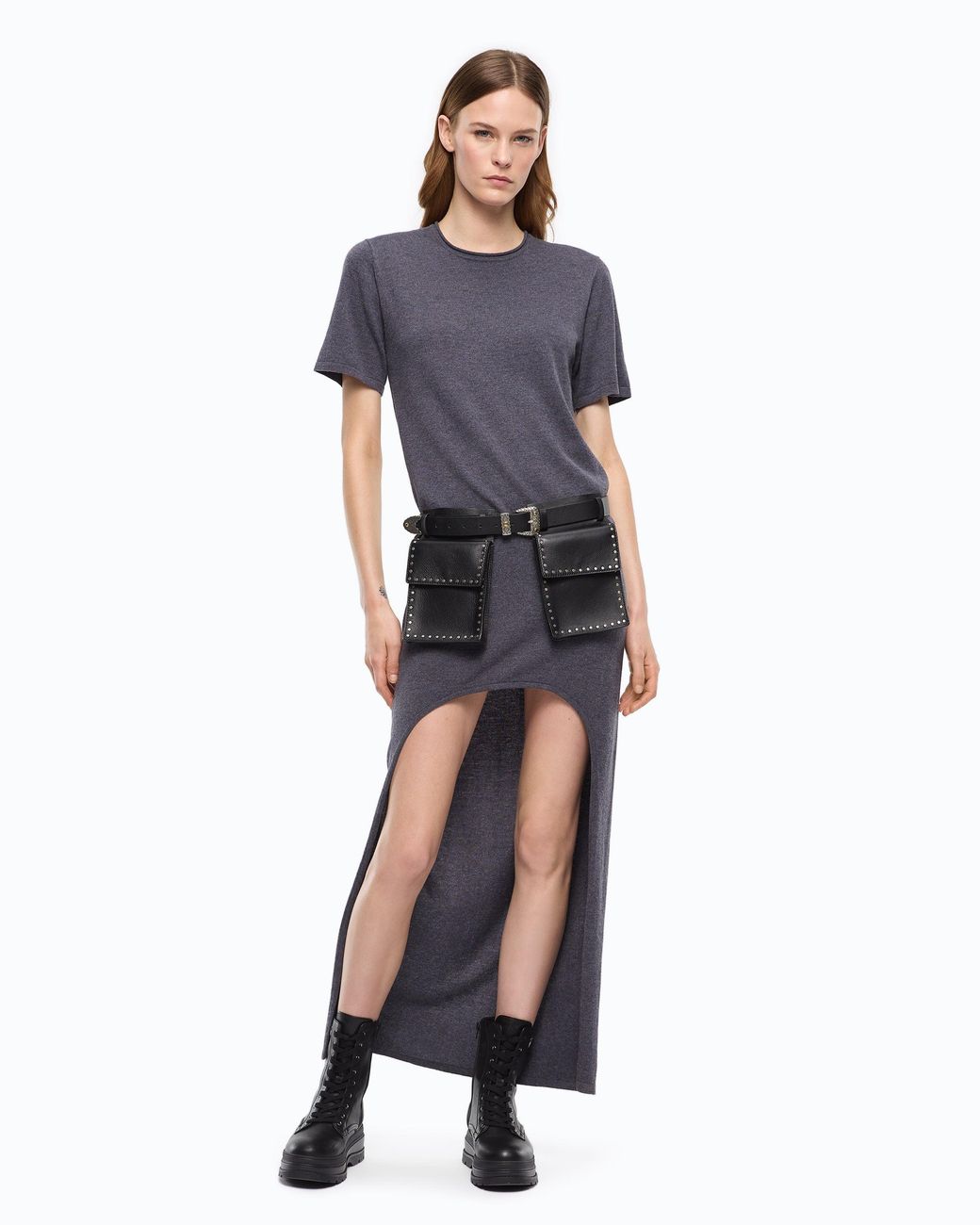 Pinko Blue Wool-Blend Dress With Longer Back