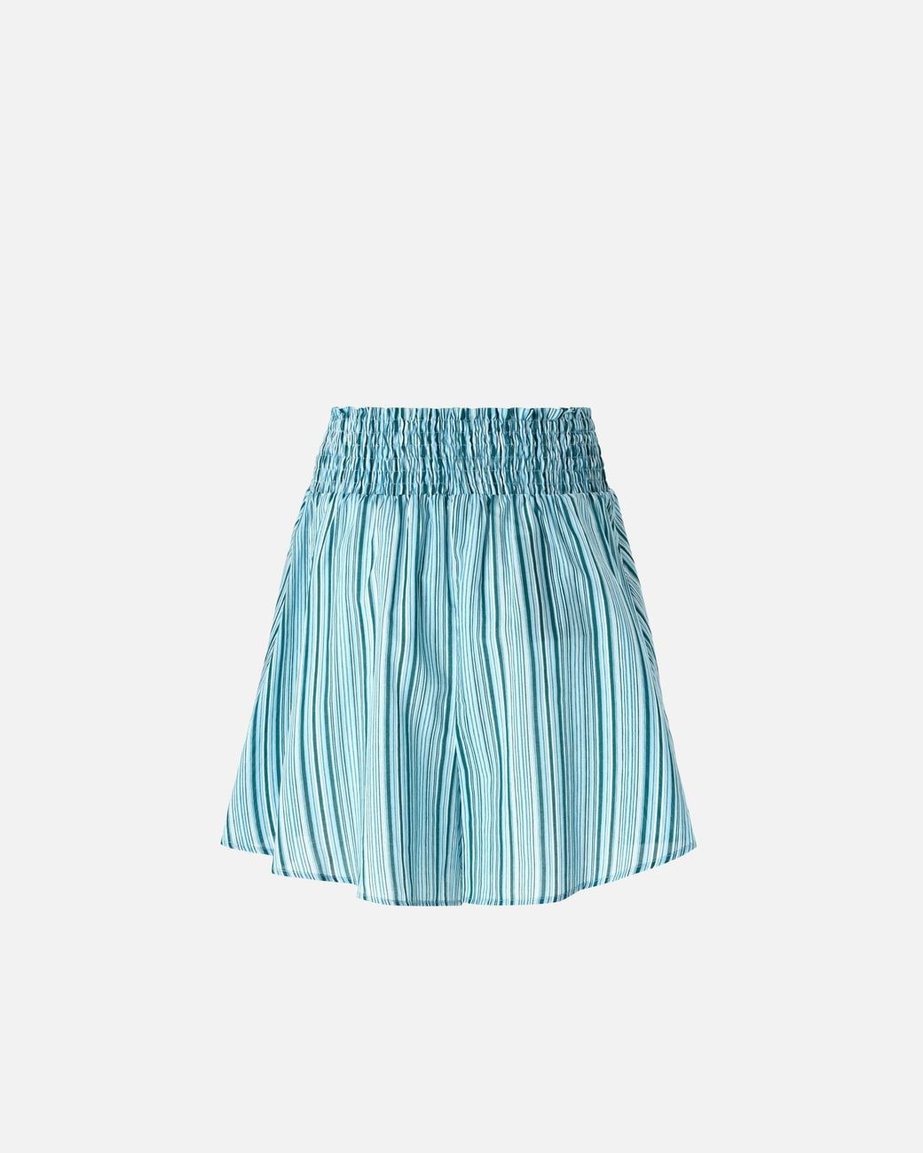 Pinko Blue Striped Cotton Shorts With Elasticated Waist