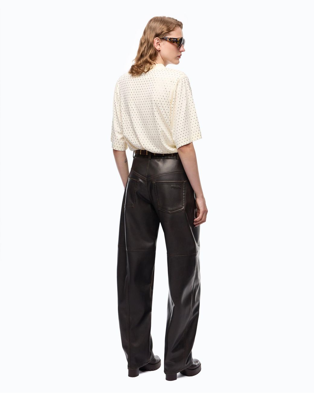 Pinko Brown Barrel-Fit Trousers