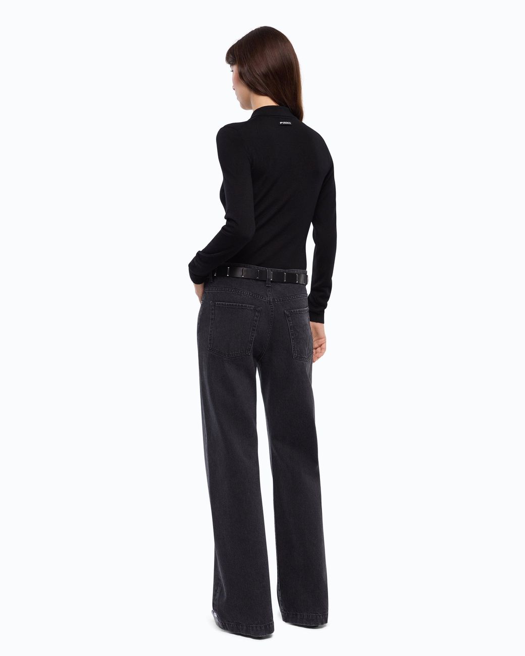 Pinko Black Merino Wool Bodysuit