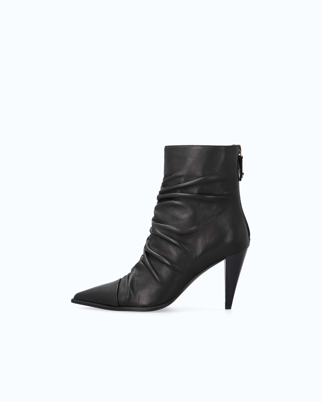 Pinko White Nappa Leather Ankle Boots With Gathered Leg Shaft