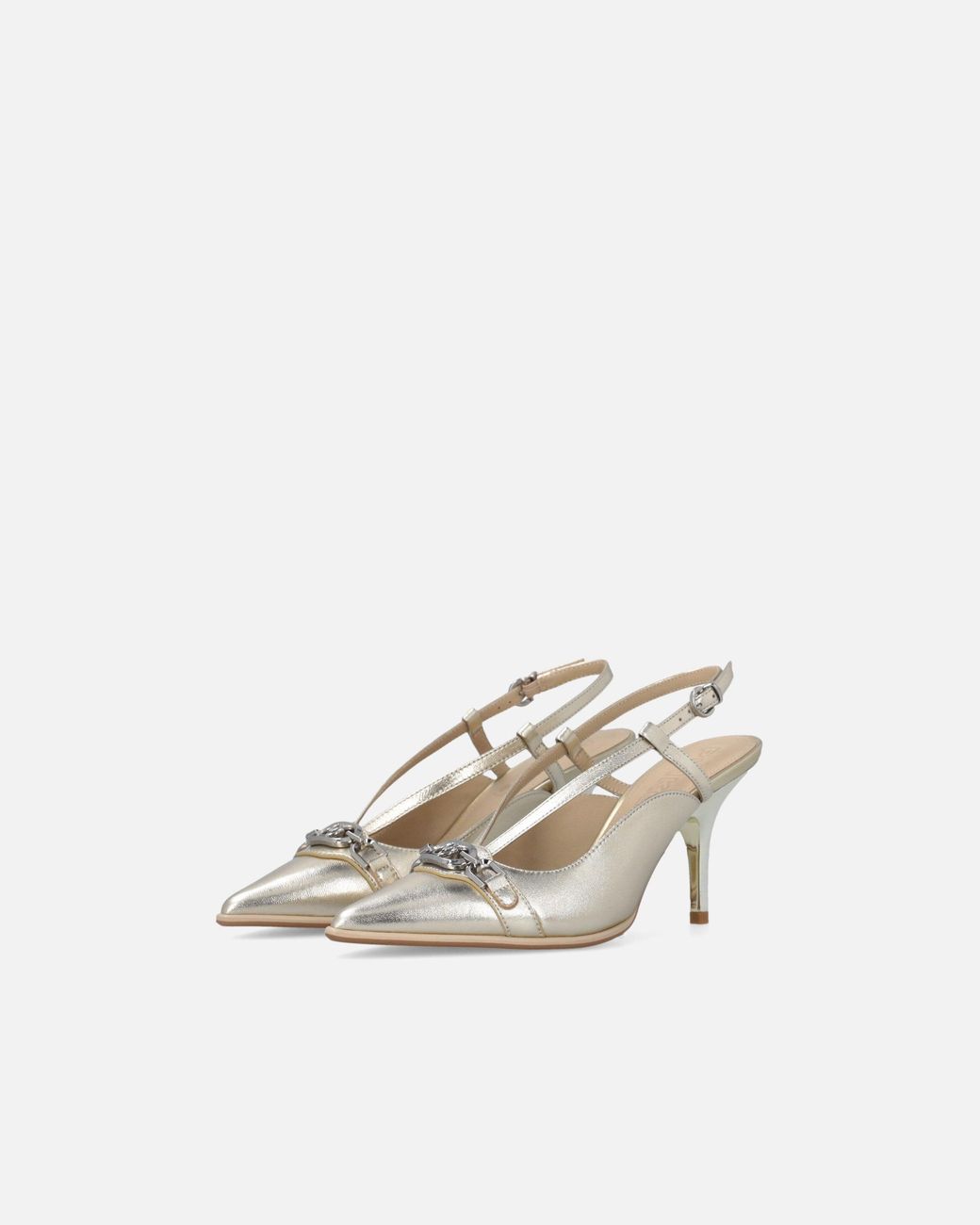 Pinko White Laminated Nappa Slingbacks