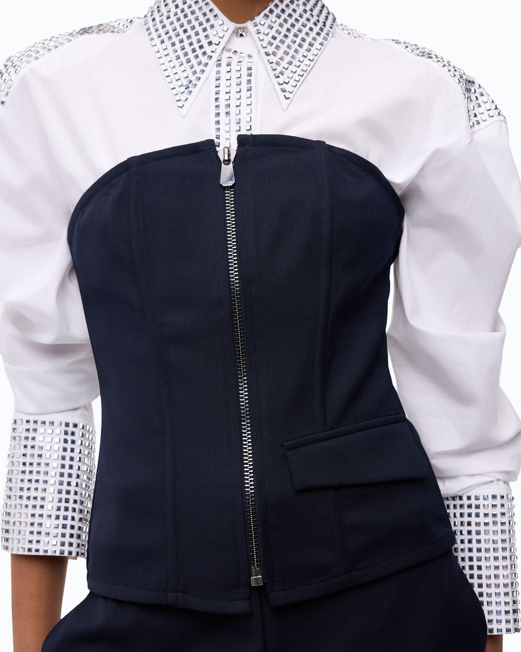 Pinko Blue Bustier Top With Zip