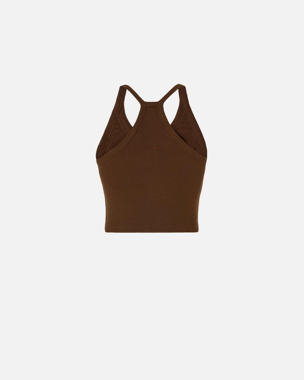 Pinko Brown Cropped Vest Top With Asymmetric Neckline