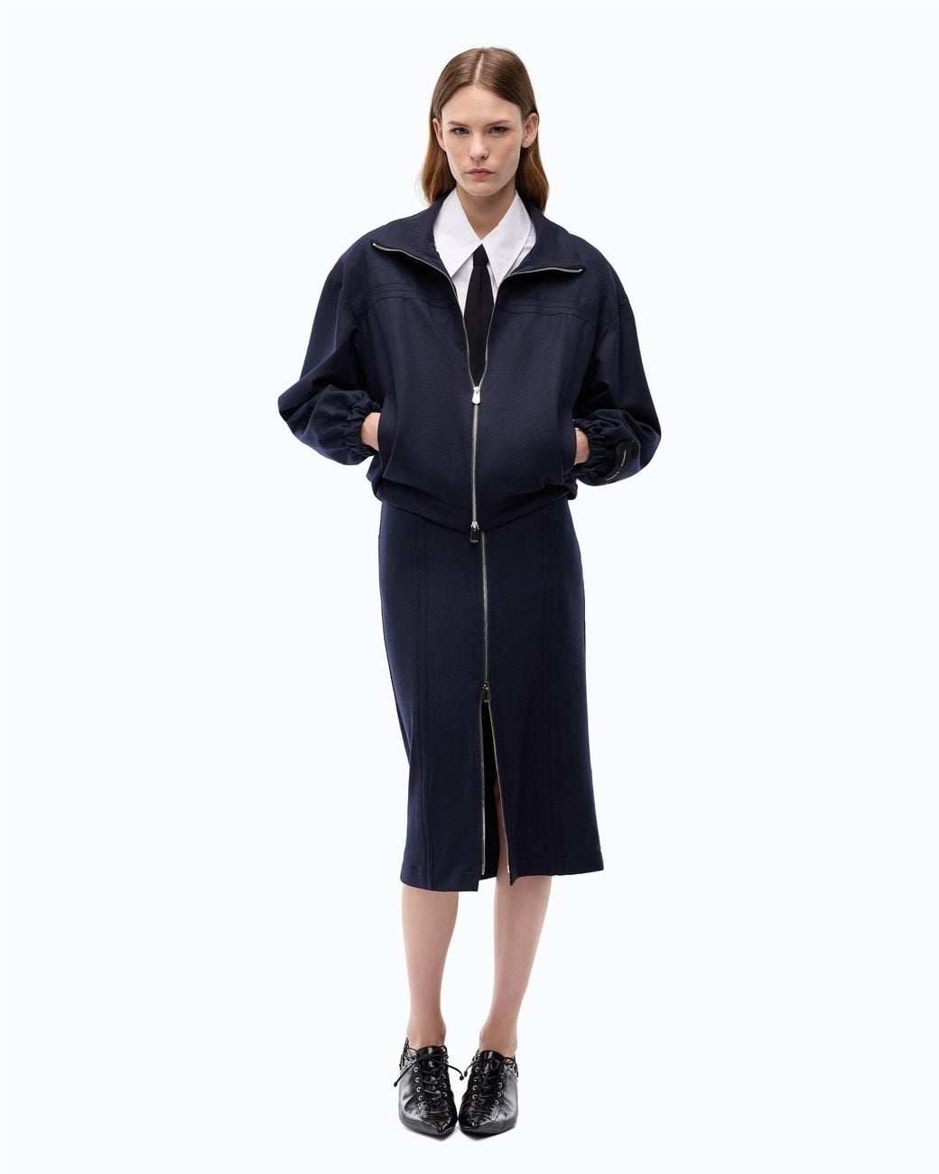 Pinko Blue Oversized Flannel Bomber Jacket