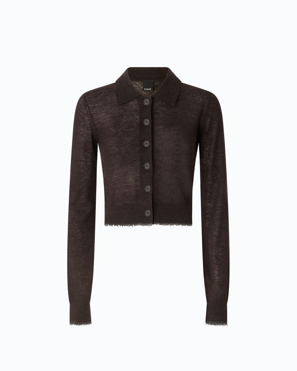 Pinko Black Cropped Cardigan With Polo Collar