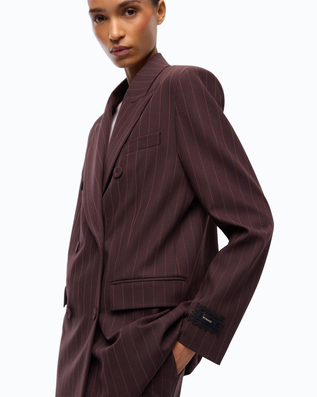 Pinko Purple Double-Breasted Check Jacket