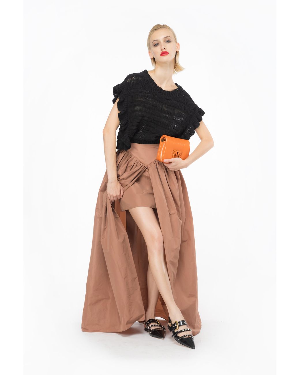 Taffeta maxi wrap clearance skirt