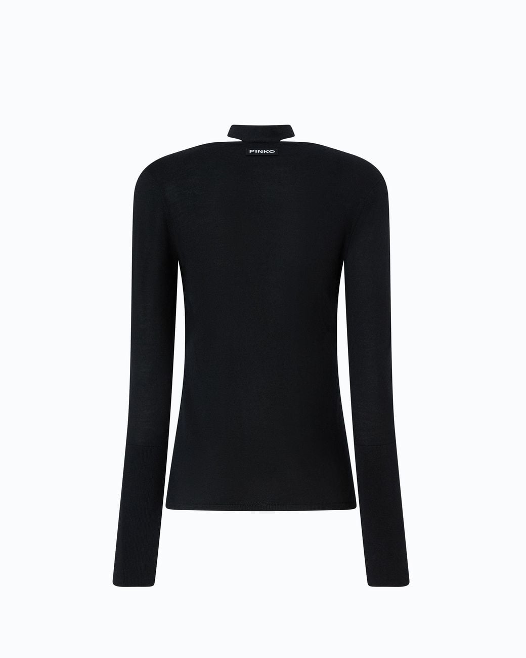 Pinko Black Wool Sweater With Lace And Sash