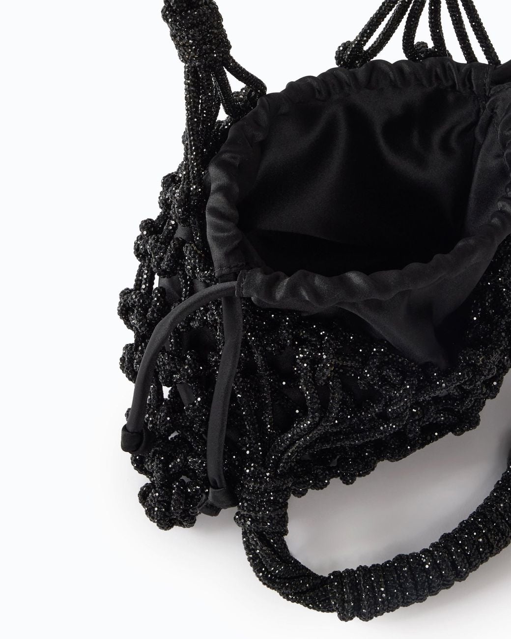 Pinko Black Small Shoulder Bag With Micro Rhinestones