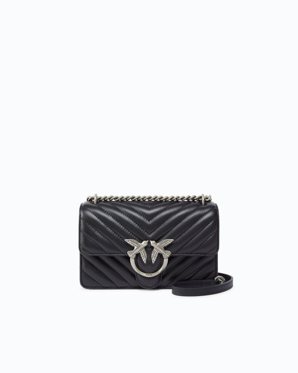 Pinko White Mini Love Bag One Chevron