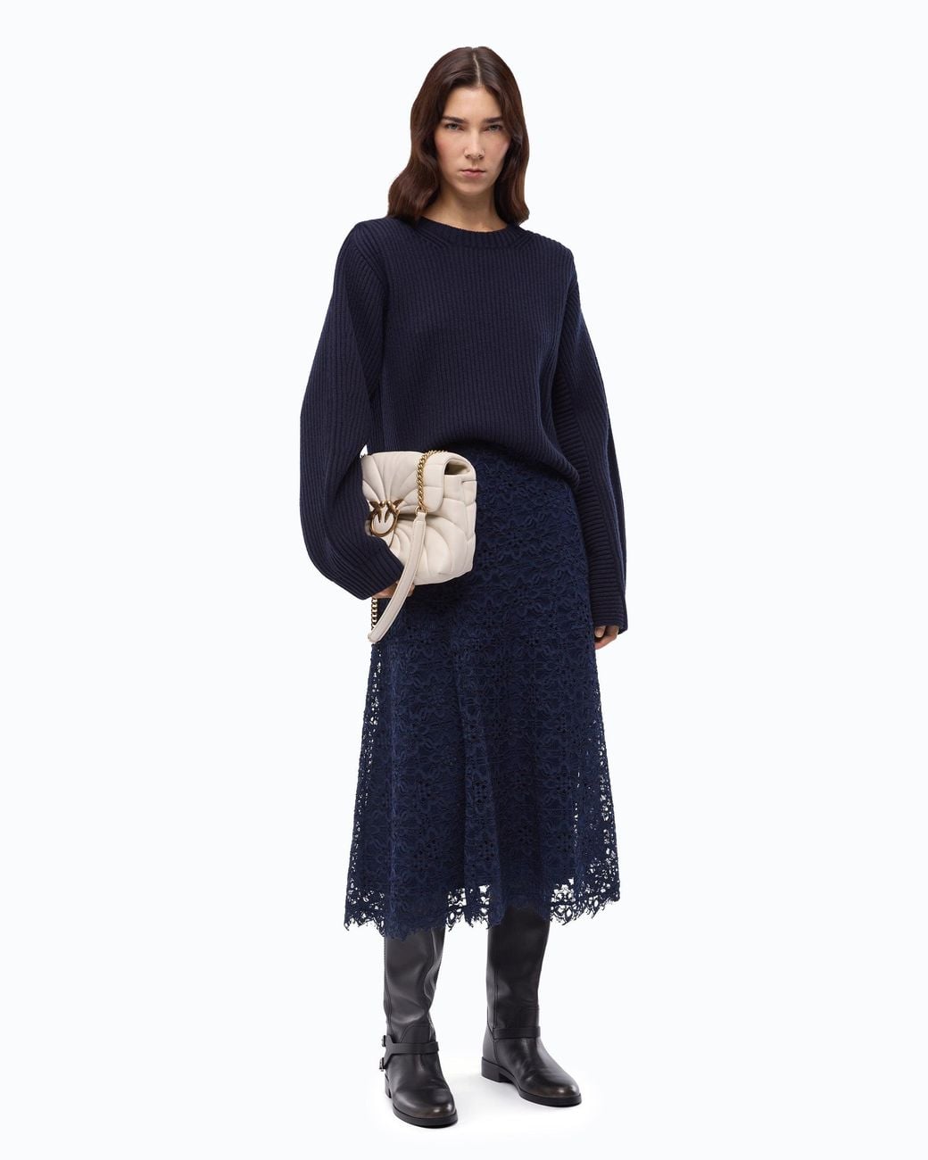 Pinko Blue Flared Midi Skirt